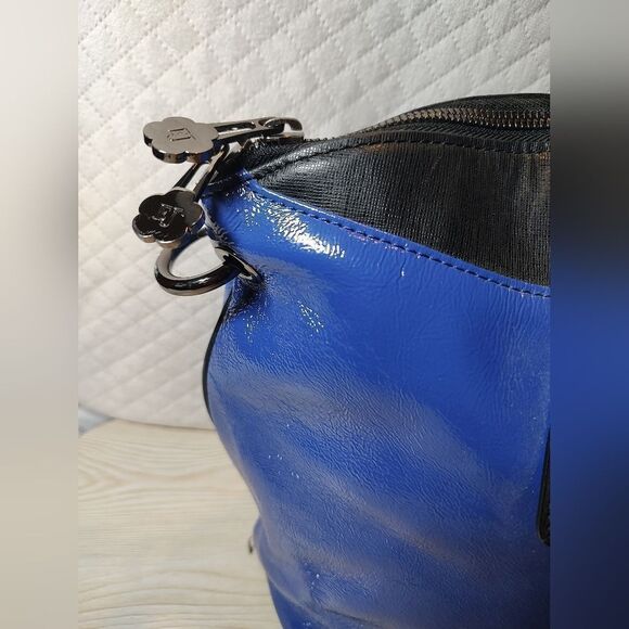 NWOT Eric Javits Blue Black Satchel Hand Bag shoulder - Picture 7 of 15